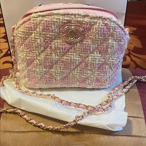 GWP/VIP Pink and Cream Tweed Mini Bag